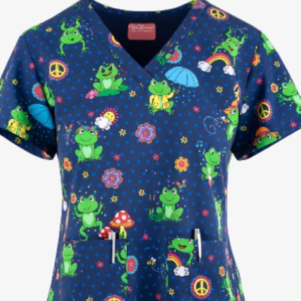 AVA THERESE SIZE 2 XL FROG SCRUB TOP